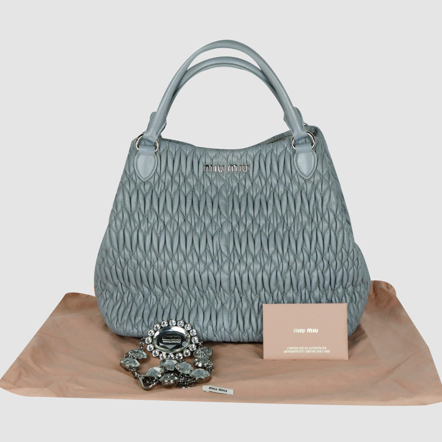 Matelassé Napa Crystal Strap Tote Bag Shoulder Bag 5BE896