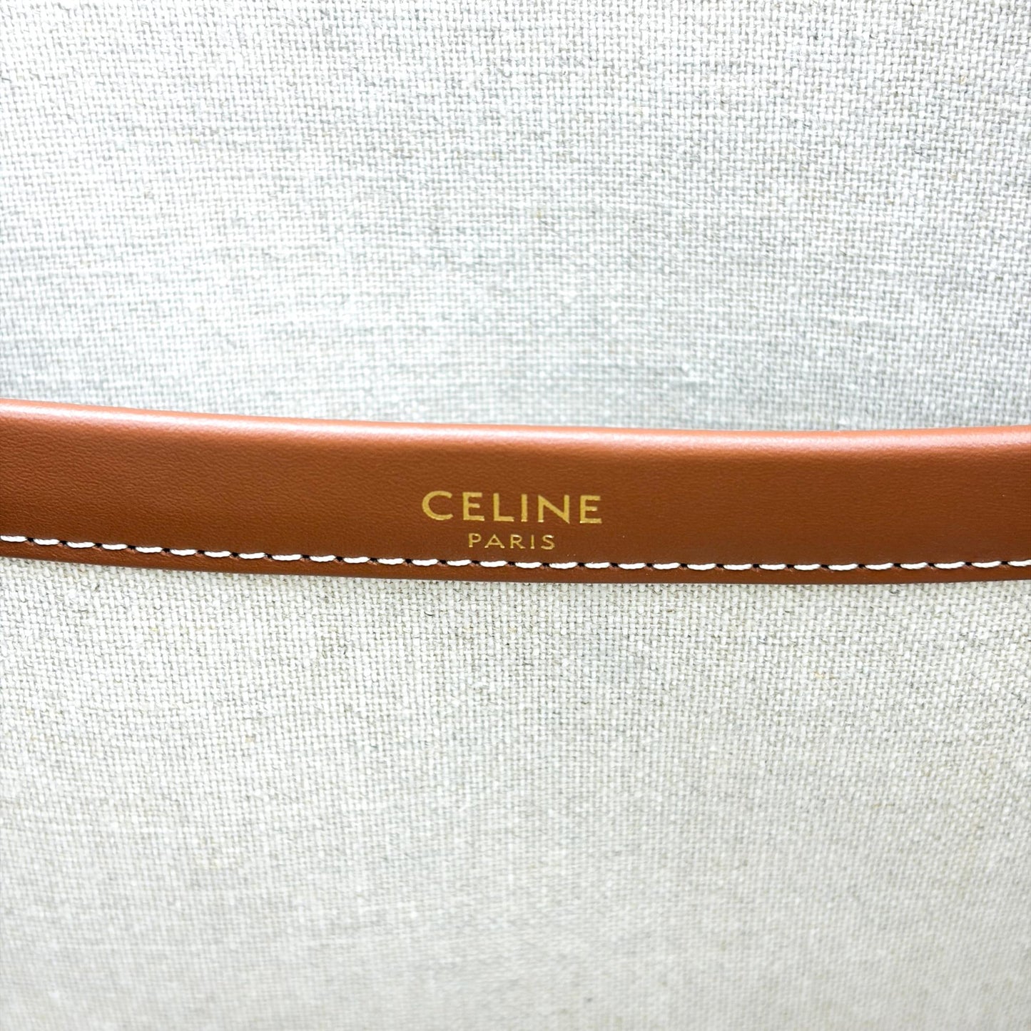 Celine Horizontal Cabas Textile Stripe Ecru Brown