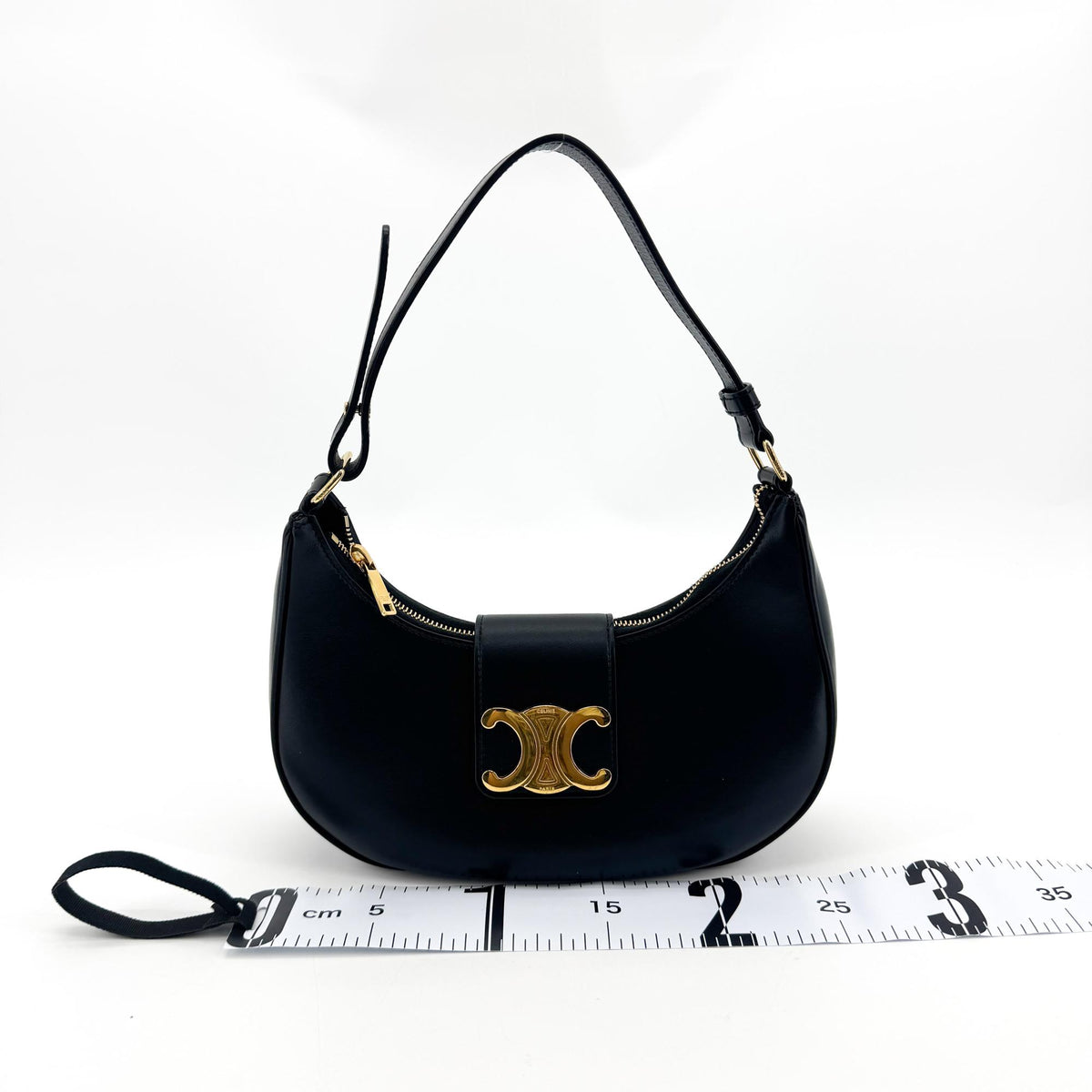 Celine Ava Triomphe Bag Shiny Calfskin Black