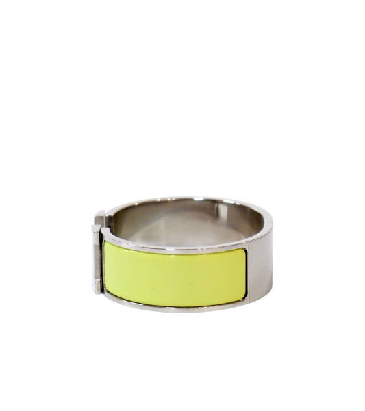 Hermès Green Click-Ash Silver Bracelet