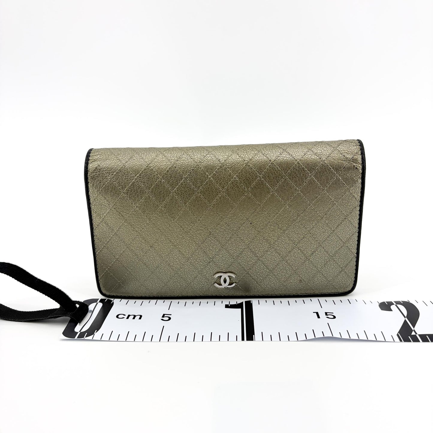 Chanel Metallic Quilted Leather Flap Long Wallet Gold