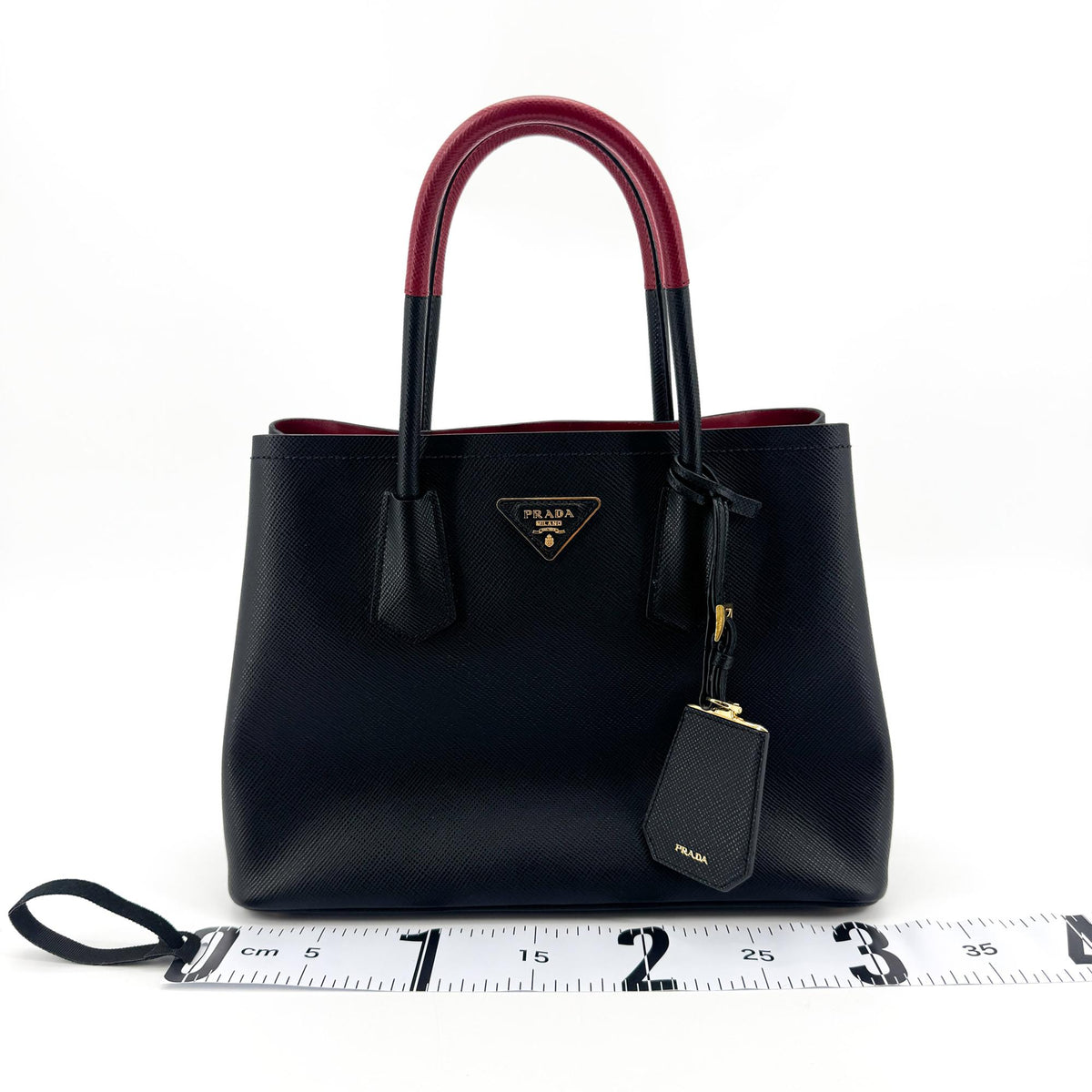 Prada Saffiano Double Medium Black Red