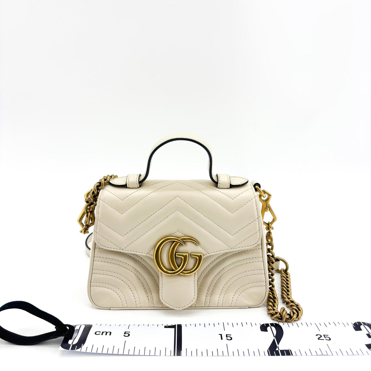 Gucci GG Marmont Matelassé Mini Top Handle Bag White