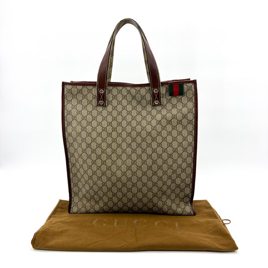 Sac cabas vintage Gucci GG Supreme Web marron
