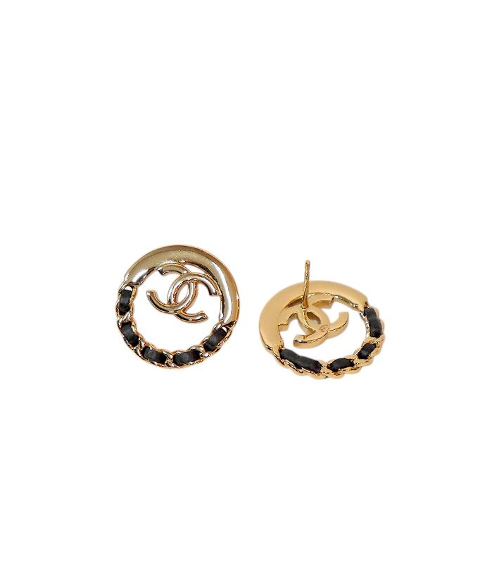 Chanel Chain Round CC Gold Earrings
