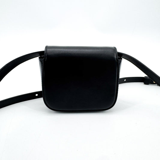 Celine Shiny Calfskin Mini Triomphe Crossbody Bag Black Gold Hardware