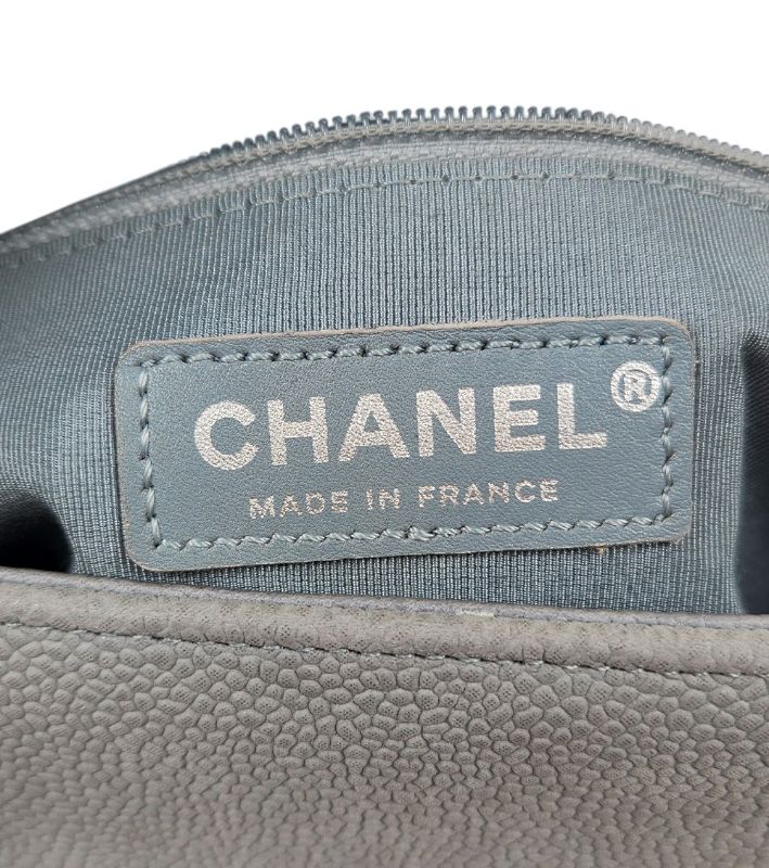 Chanel Gray Caviar Large Boy Shoulder Bag
