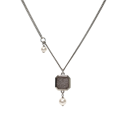 Chanel Pearl and Crystal Square Chain Necklace