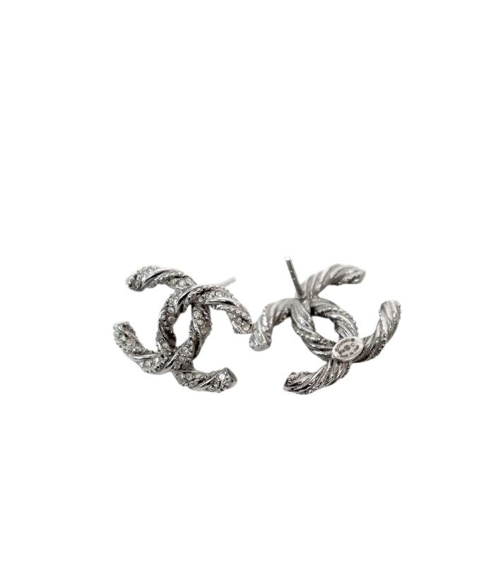 Chanel Cubic CC Silver Earrings