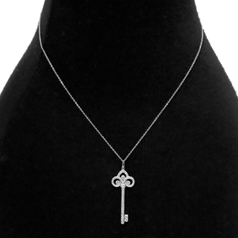 Tiffany & Co. Platinum Diamond Key Necklace