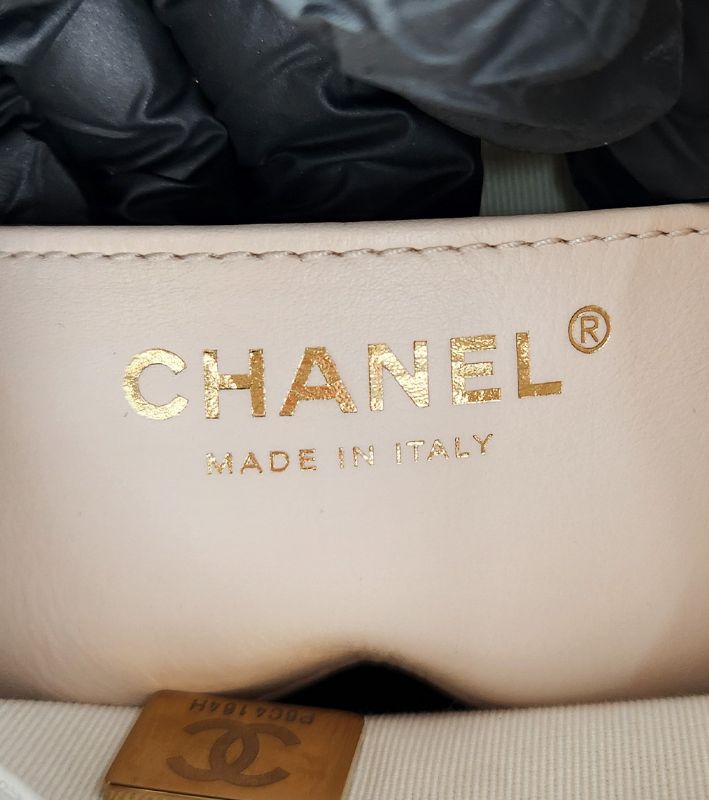 Chanel White Drawstring Two-Pocket Backpack