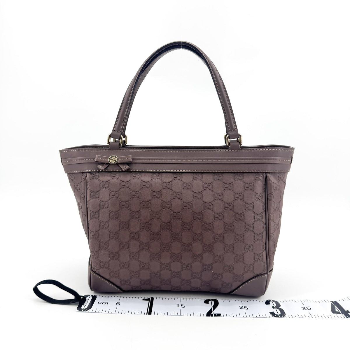 Gucci Cima Mayfair Ribbon Tote Bag Purple Brown