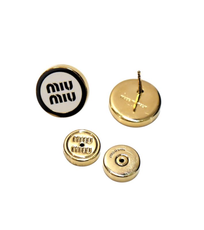 Miu Miu White Round Gold Earrings