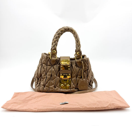 Miu Miu Matelassé Copper Two-Way Shoulder Bag