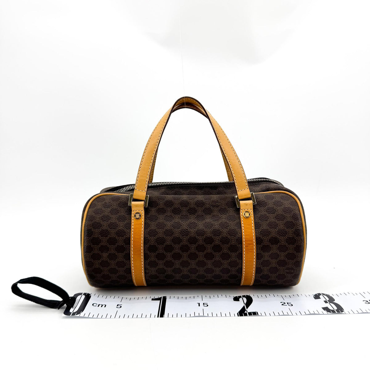 Celine Vintage Macadam Cylinder Handbag Brown