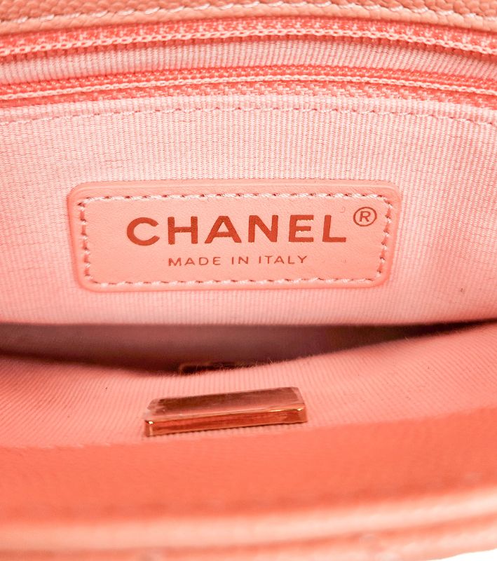 Chanel Pink Caviar Quilted CC Chain Shoulder Bag with Built-in Chip