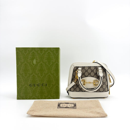 Gucci Horsebit 1955 Mini Top Handle Bag White