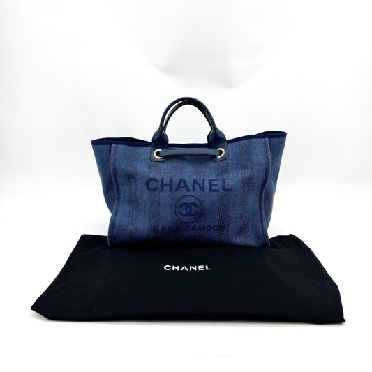 Chanel Deauville Canvas Tote Bag Navy