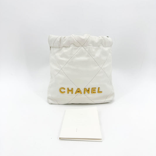 Chanel 22 Mini Clutch White Gold Hardware