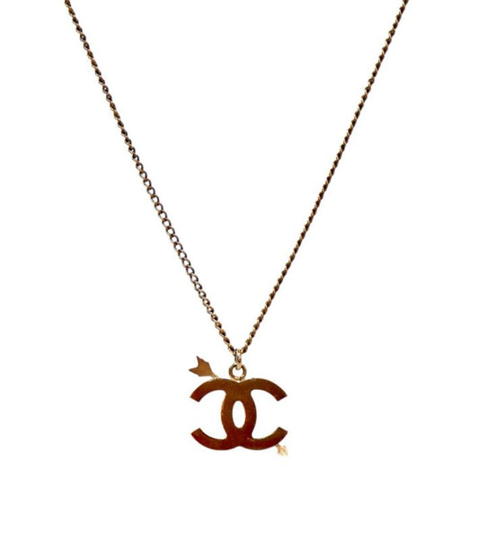 Chanel Beige Cupid CC Gold Necklace