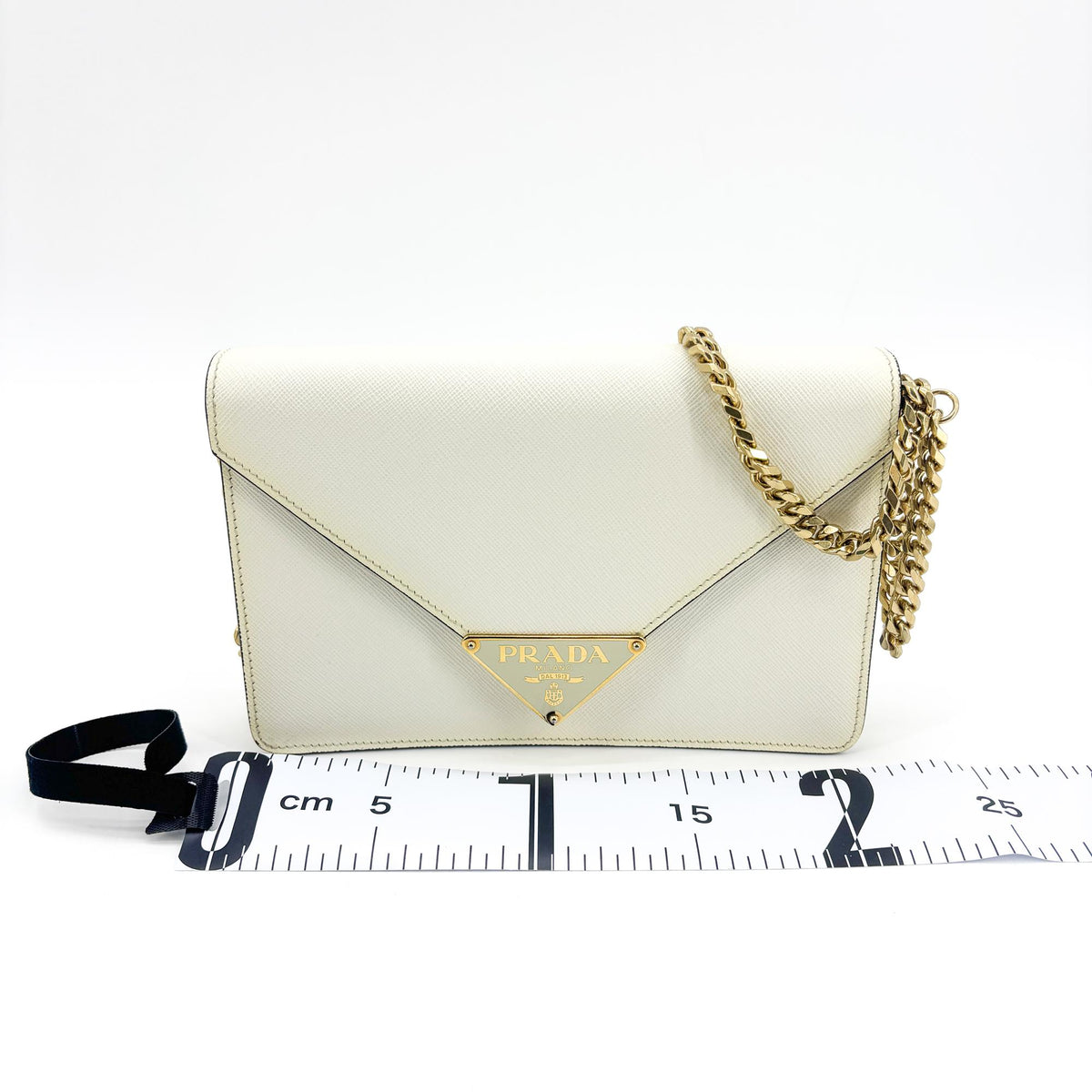 Sac à bandoulière Prada Saffiano Embelope Chain Blanc