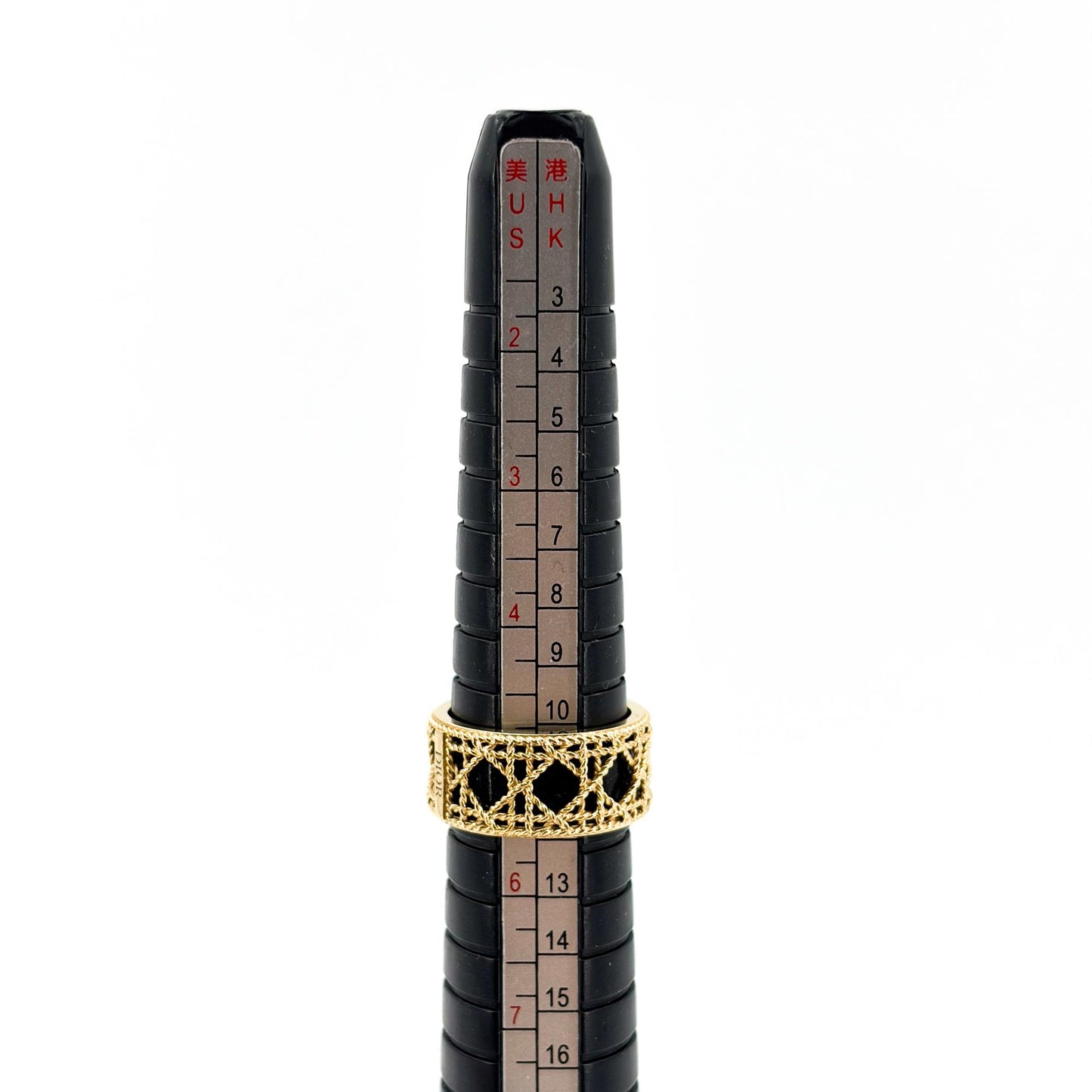 Christian Dior 18K Yellow Gold Black Enamel Braided Ring Size 12