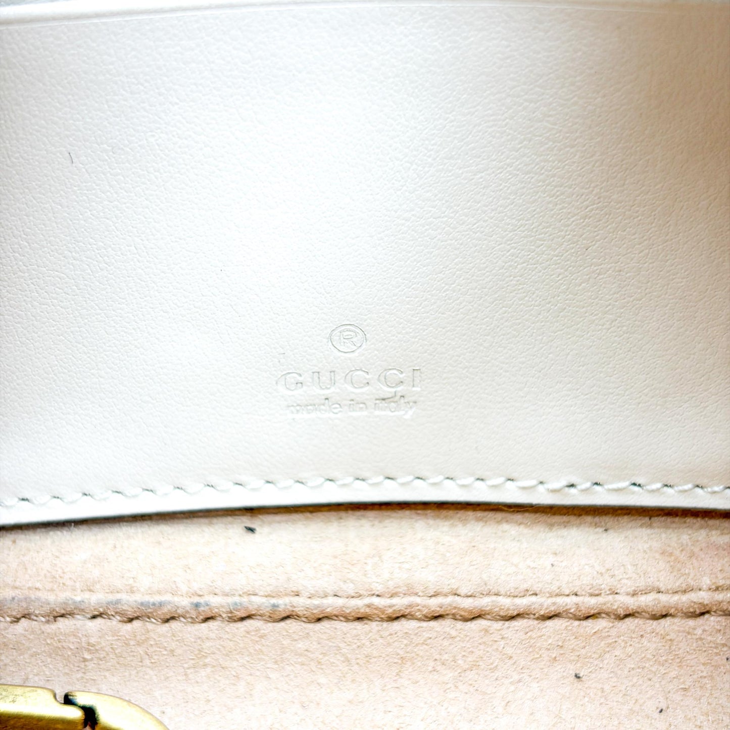 Gucci GG Marmont Half Moon Shape Mini Bag White