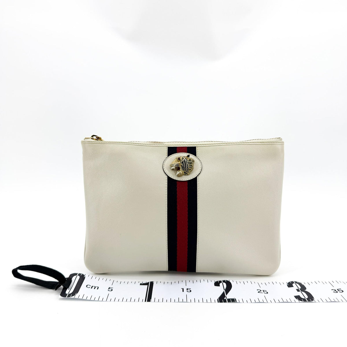 Gucci Raja leather clutch ecru