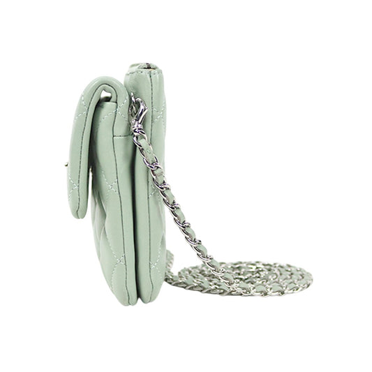 Chanel Mint Quilted CC Back Pocket Chain Shoulder Bag