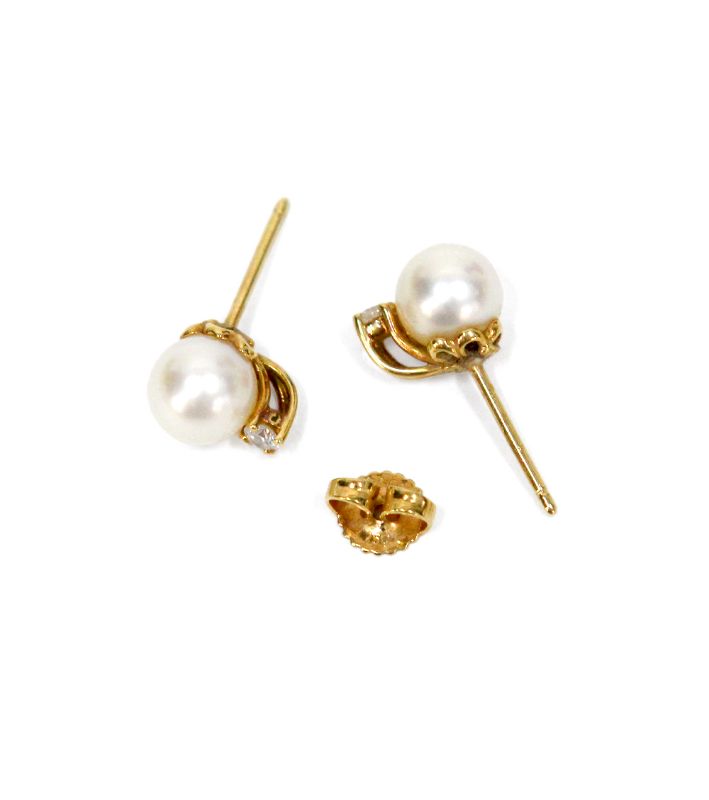 Tiffany & Co 750 18K Pearl and Diamond Earrings