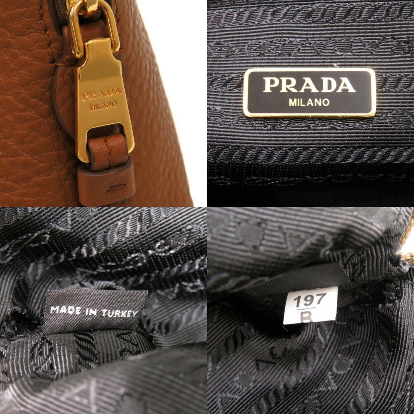Prada brown leather pouch bag