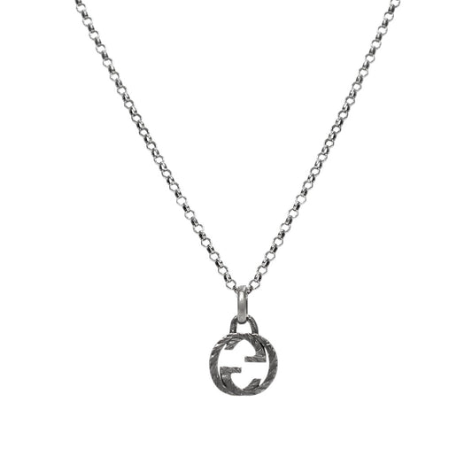 Gucci Black Interlocking G Silver Necklace