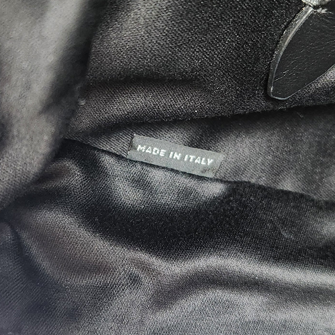 Miu Miu Black Lambskin Embossed Logo Bowling Bag