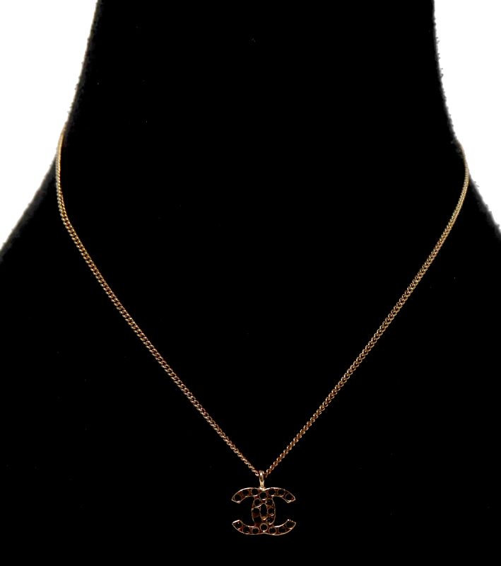 Chanel Black Cubic CC Gold Necklace
