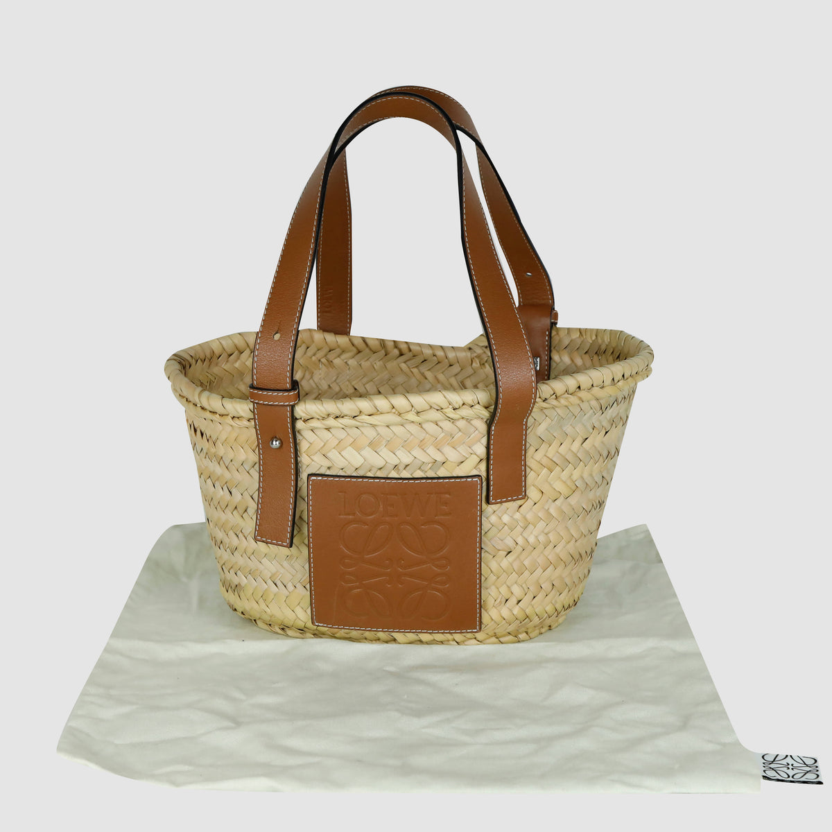 Anagram Raffia Basket Tote Bag