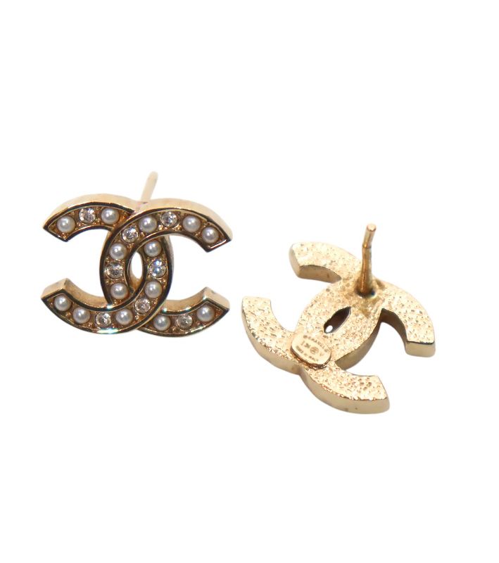 Chanel Pearl Crystal CC Earrings