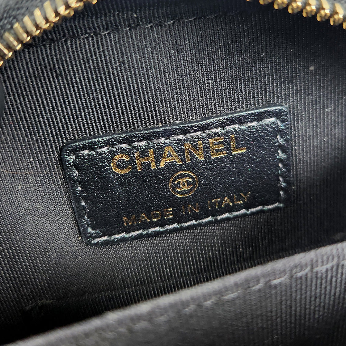 Chanel Black Iridescent Caviar Phone Holder Crossbody Bag