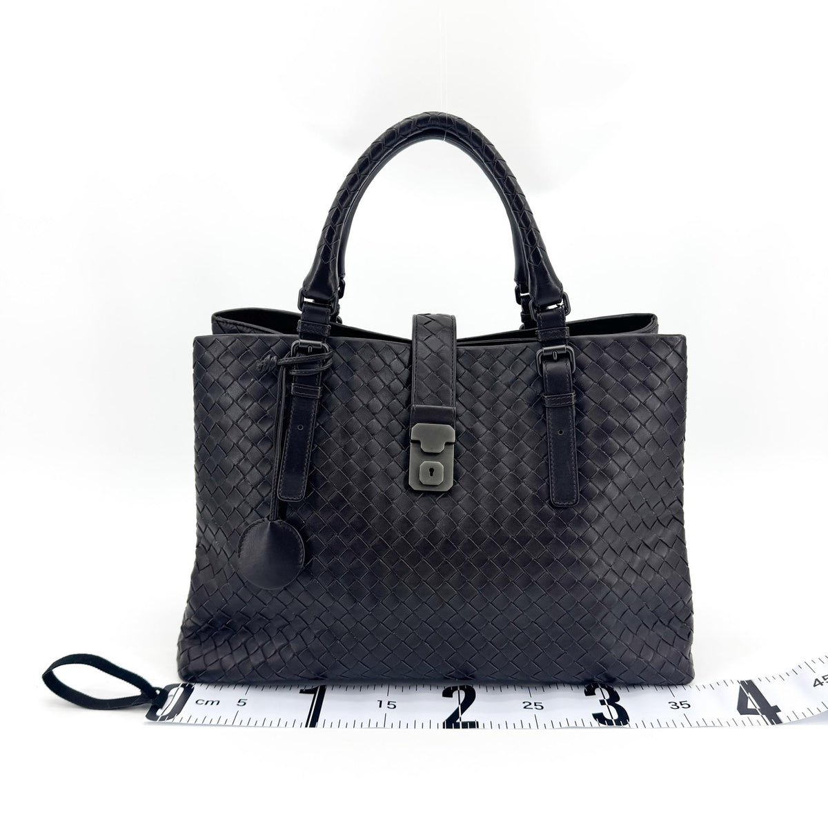 Bottega Veneta Intrecciato Roma Small Tote Bag Black