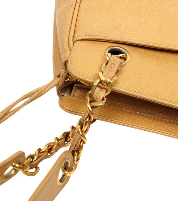 Chanel Beige Caviar Triple CC Chain Shoulder Bag