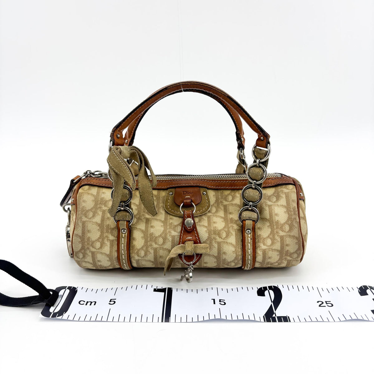 Dior Romantique Trotter Mini Boston Bag Brown Beige