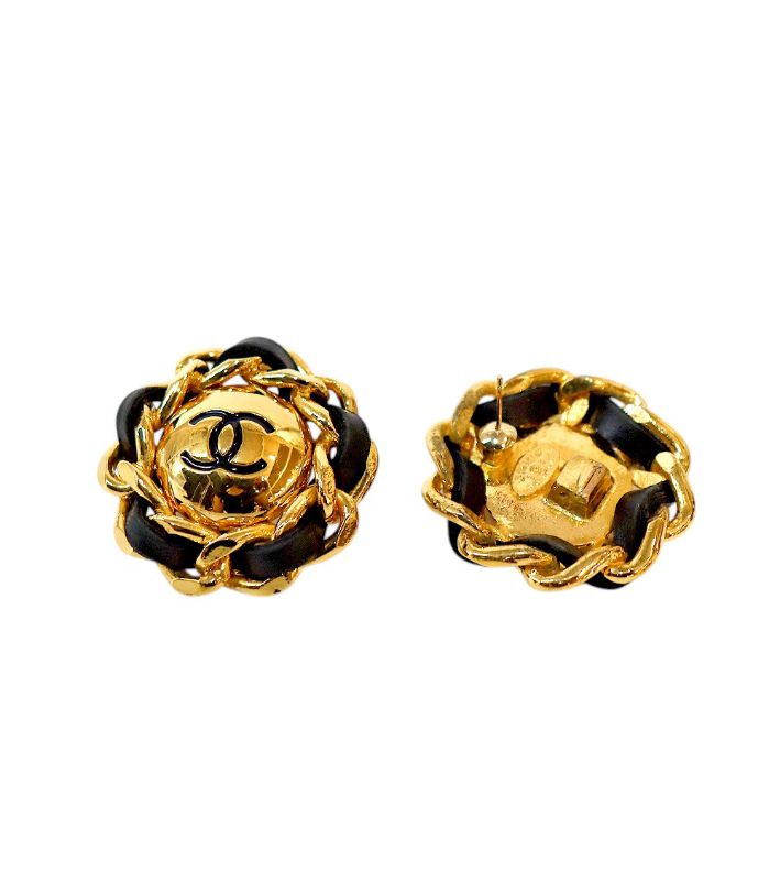 Chanel Round CC Gold Earrings