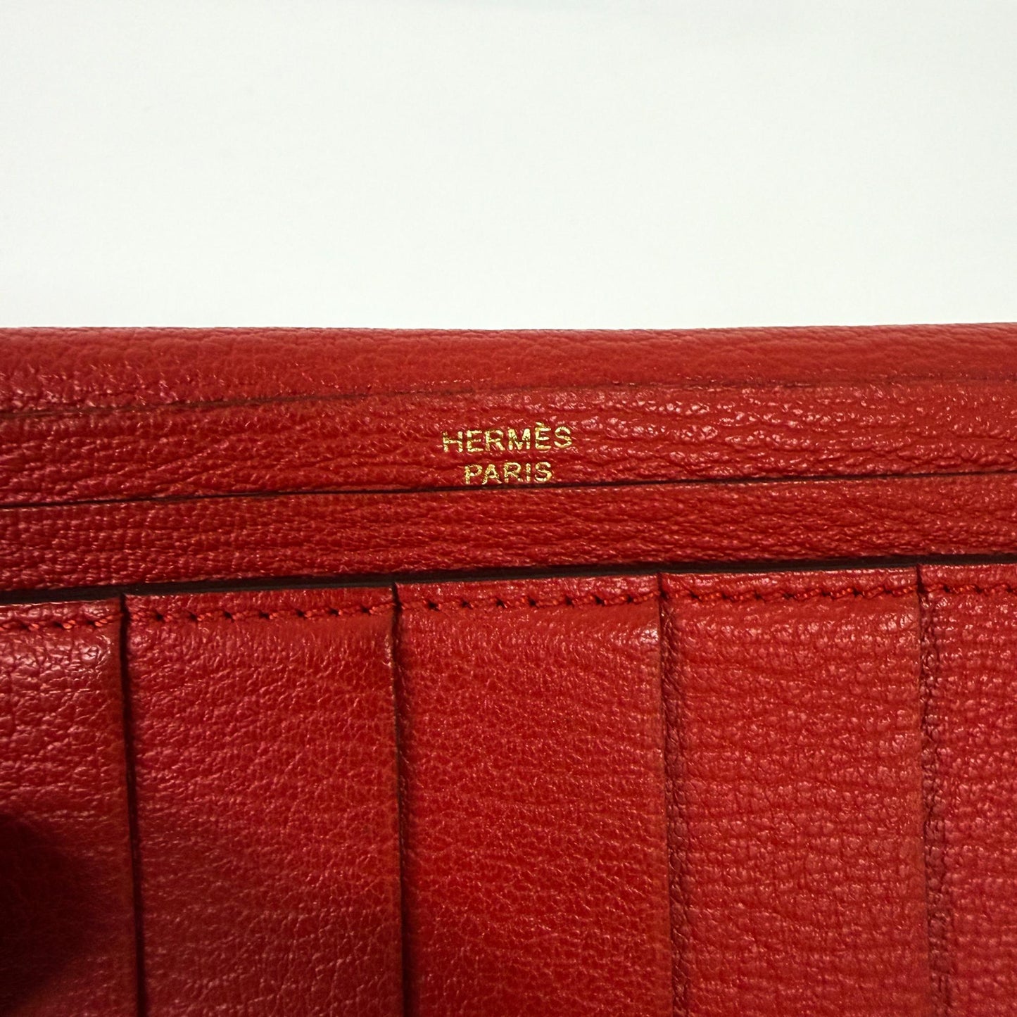 Hermès Beane Soufflé Wallet Rouge Kazak Gold Hardware A Stamp