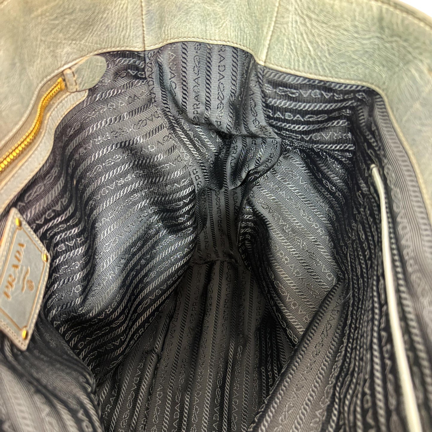 Prada Vitello Shine Leather Tote Bag Blue