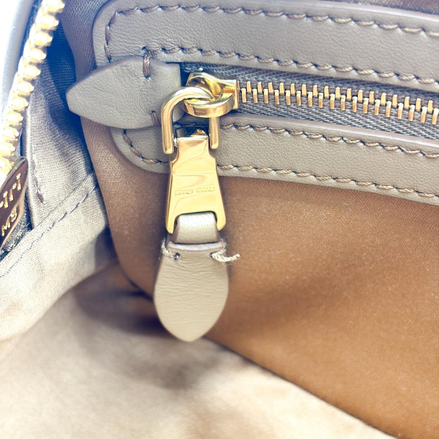 Miu Miu Arkadi Matelassé Napa Leather Bag Brown