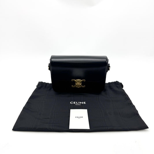 Celine Tin Triomphe Bag Shiny Calfskin Black