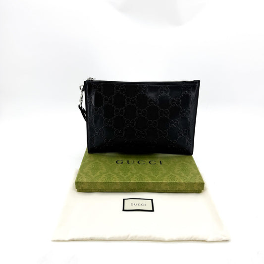 Gucci GG Embossed Clutch Black