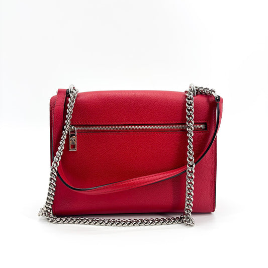 Sac bandoulière Louis Vuitton Lockme II BB Rouge Rubis Métal Argenté