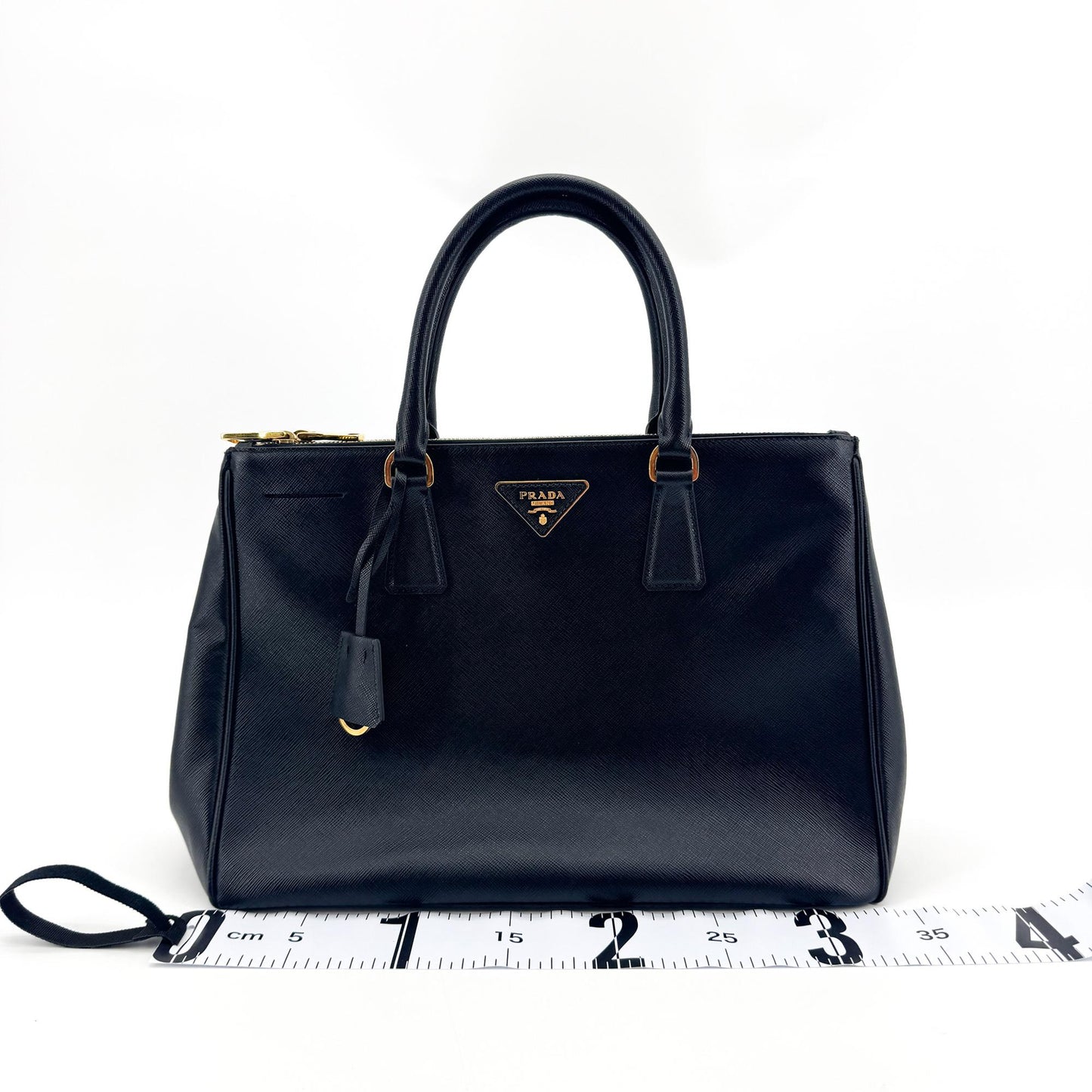 Prada Saffiano Galleria Medium Tote Bag Black with Gold Hardware