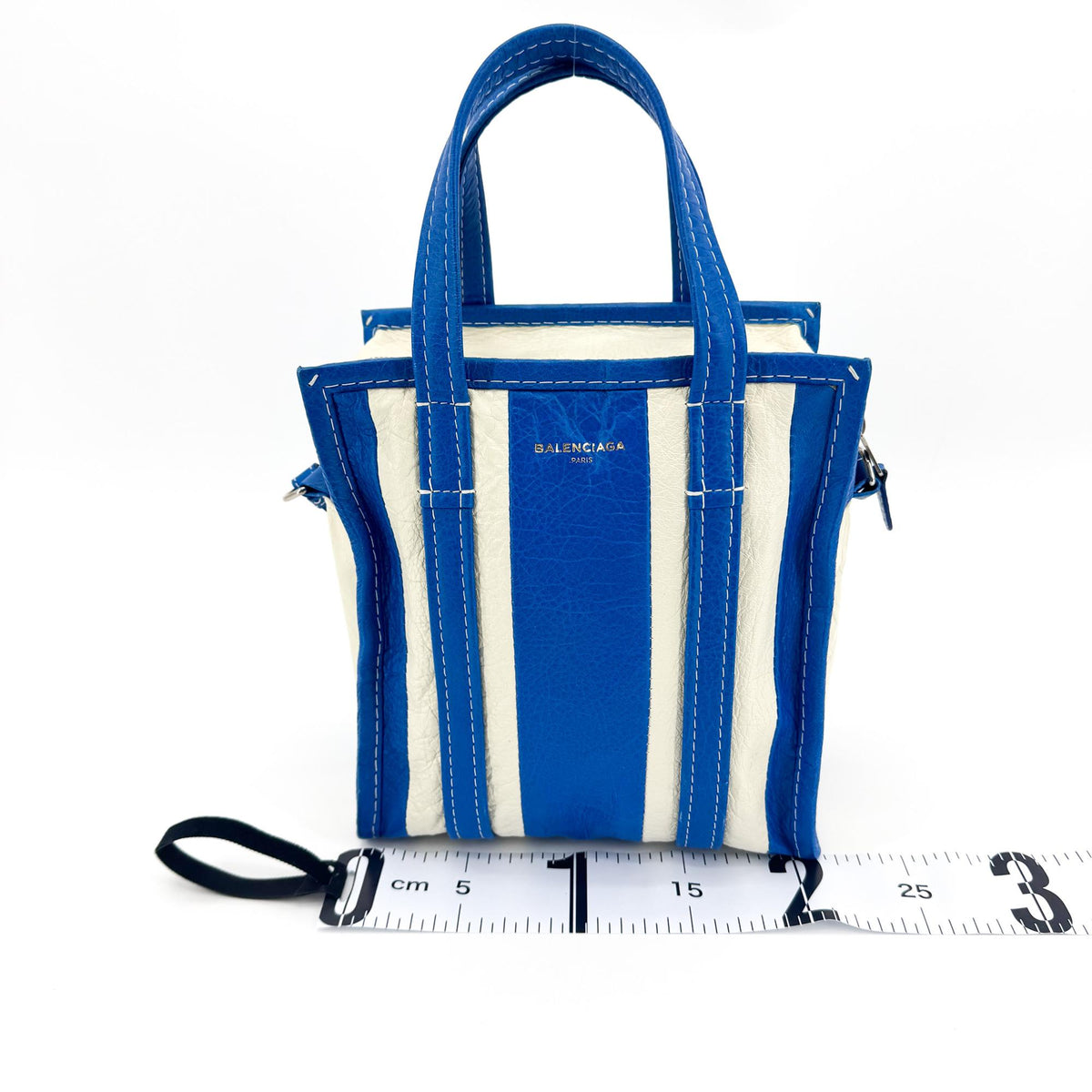 Balenciaga Bazaar Shopper Bag XXS Blue White Stripe