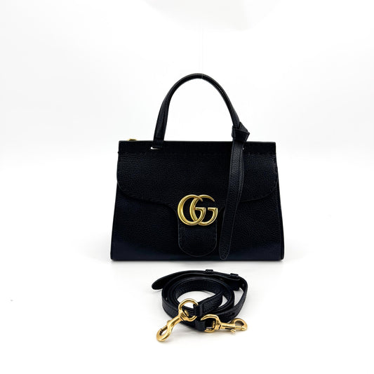 Gucci Small GG Marmont Top Handle Bag Black